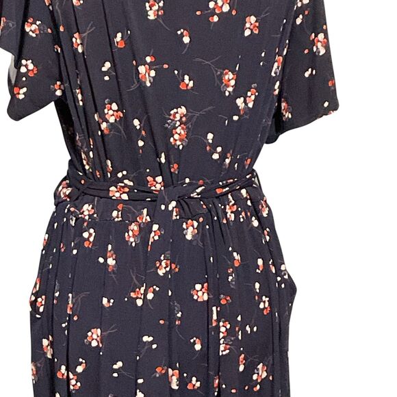 Kaileigh Faux Wrap V-neck Midi Dress 3X Floral - Picture 8 of 11